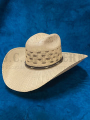Justin JS4730SLTC SALT CREEK Western Straw Hat Chocolate Ivory side / front view. If you need any assistance with this item or the purchase of this item please call us at five six one seven four eight eight eight zero one Monday through Saturday 10:00a.m EST to 8:00 p.m EST