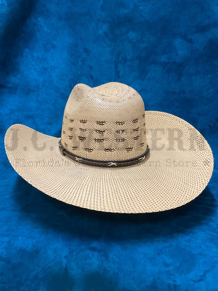 Justin JS4730SLTC SALT CREEK Western Straw Hat Chocolate Ivory side / back view. If you need any assistance with this item or the purchase of this item please call us at five six one seven four eight eight eight zero one Monday through Saturday 10:00a.m EST to 8:00 p.m EST