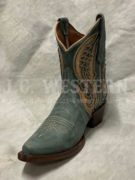Circle G L6089 Ladies Embroidery & Inlay Ankle Boot Distressed Blue side / front view. If you need any assistance with this item or the purchase of this item please call us at five six one seven four eight eight eight zero one Monday through Saturday 10:00a.m EST to 8:00 p.m EST