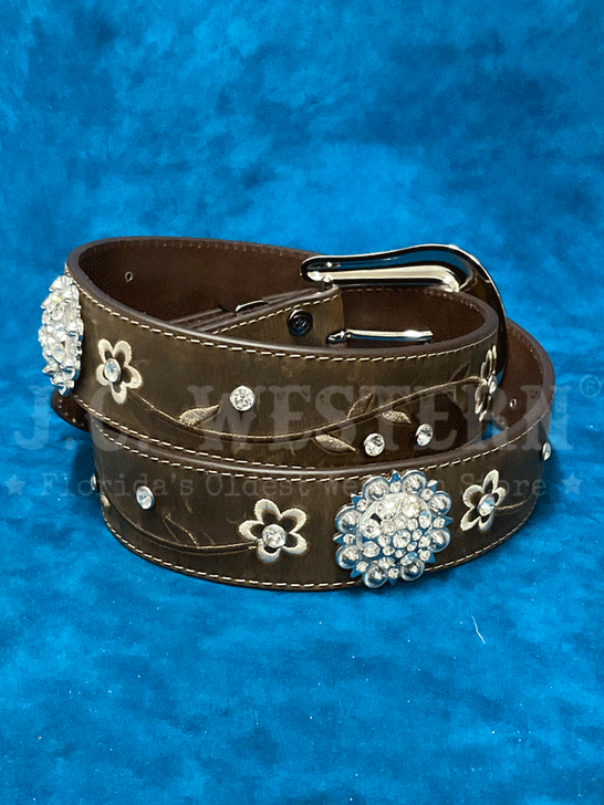 Ariat A1510202 Womens Rhinestone Concho Fashion Belt Brown back view. If you need any assistance with this item or the purchase of this item please call us at five six one seven four eight eight eight zero one Monday through Saturday 10:00a.m EST to 8:00 p.m EST