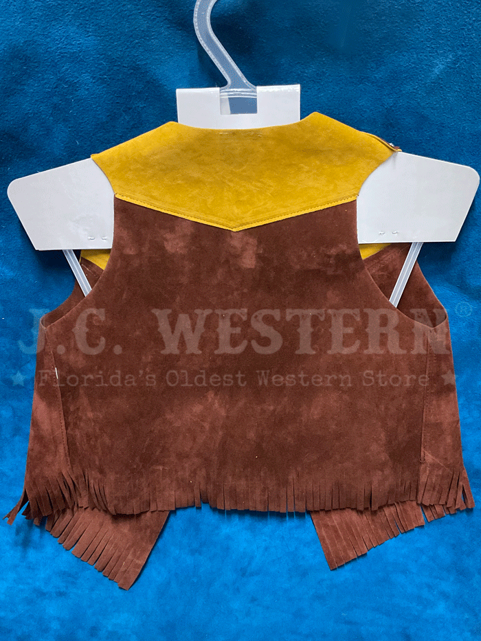 M&F 5083202 Kids Bigtime Rodeo Faux Suede Vest Brown front view. If you need any assistance with this item or the purchase of this item please call us at five six one seven four eight eight eight zero one Monday through Saturday 10:00a.m EST to 8:00 p.m EST