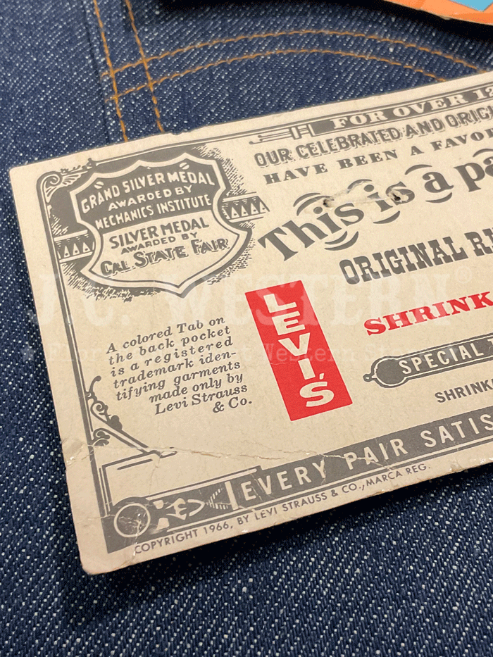 Levi's 20517-0217 Mens Vintage 517 Rigid Made in USA Jean Navy Blue 42x32 back view of pocket. If you need any assistance with this item or the purchase of this item please call us at five six one seven four eight eight eight zero one Monday through Saturday 10:00a.m EST to 8:00 p.m EST