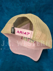 Ariat A300084624 Womens Howdy Distressed Patch Cap Light Pink back view. If you need any assistance with this item or the purchase of this item please call us at five six one seven four eight eight eight zero one Monday through Saturday 10:00a.m EST to 8:00 p.m EST