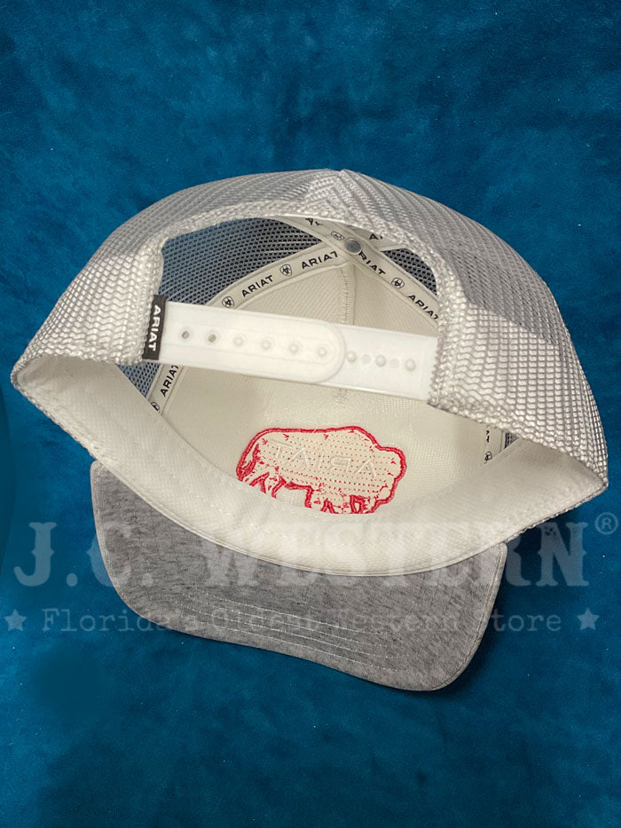 Ariat A300087006 Buffalo Ariat Logo Cap Grey side front view. If you need any assistance with this item or the purchase of this item please call us at five six one seven four eight eight eight zero one Monday through Saturday 10:00a.m EST to 8:00 p.m EST