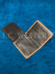 Ariat A3561848 Mens Calf Hair Basket Weave Bifold Wallet Natural inside open view. If you need any assistance with this item or the purchase of this item please call us at five six one seven four eight eight eight zero one Monday through Saturday 10:00a.m EST to 8:00 p.m EST
