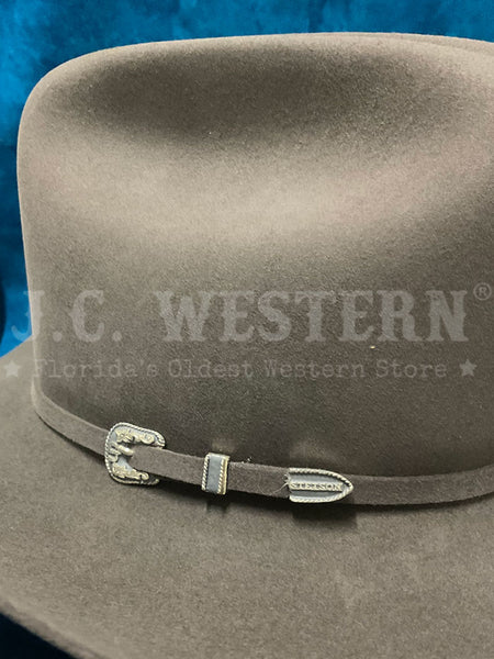 Stetson SFSKYL-754249 Skyline 6X Felt Hat Granite Grey close up. If you need any assistance with this item or the purchase of this item please call us at five six one seven four eight eight eight zero one Monday through Saturday 10:00a.m EST to 8:00 p.m EST
