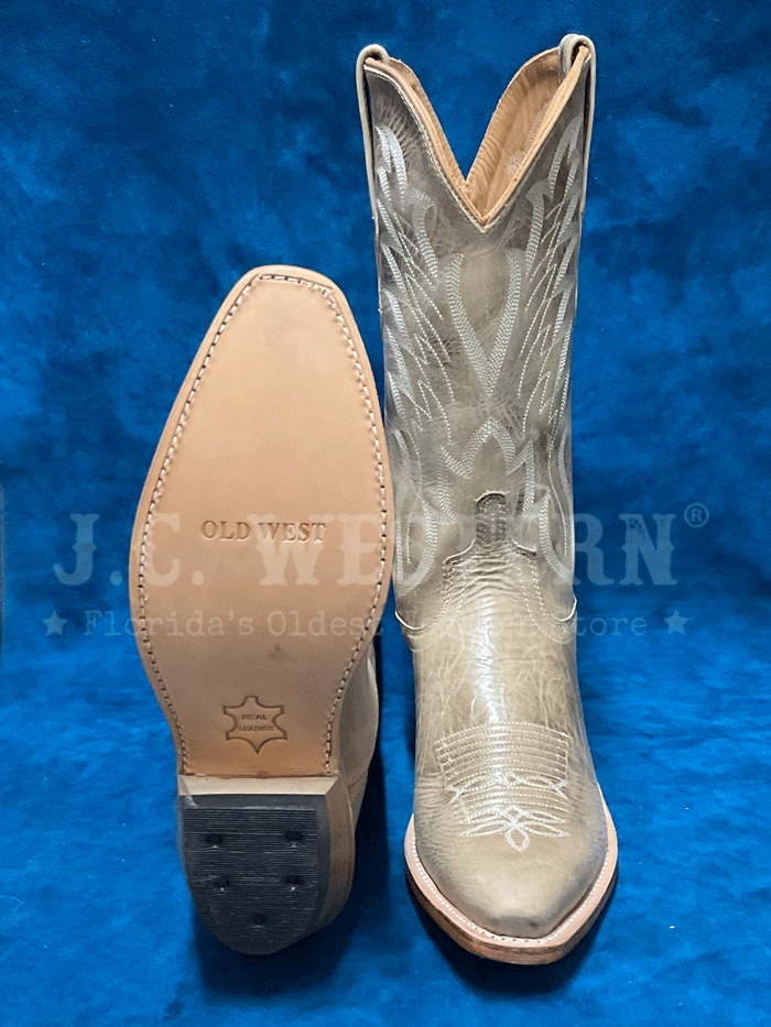 Old West LF1642 Womens All Over Leather Snip Toe Boots Natural front and side view. If you need any assistance with this item or the purchase of this item please call us at five six one seven four eight eight eight zero one Monday through Saturday 10:00a.m EST to 8:00 p.m EST