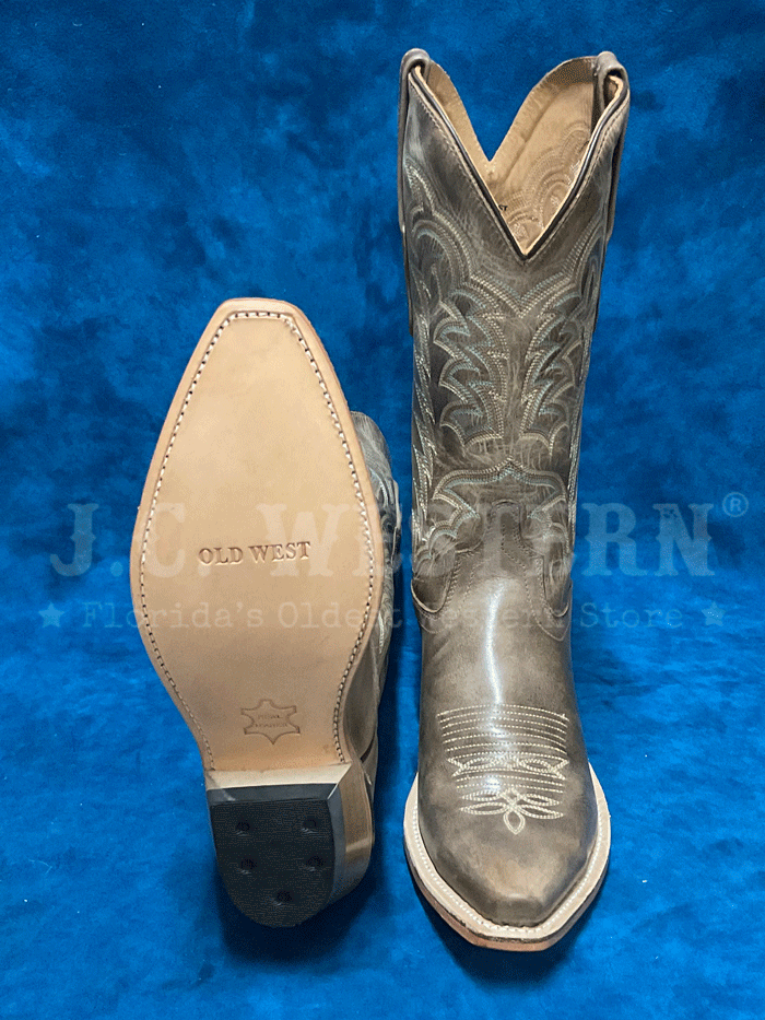 Old West LF1597 Womens All Over Leather Snip Toe Boots Taupe front and side view. If you need any assistance with this item or the purchase of this item please call us at five six one seven four eight eight eight zero one Monday through Saturday 10:00a.m EST to 8:00 p.m EST