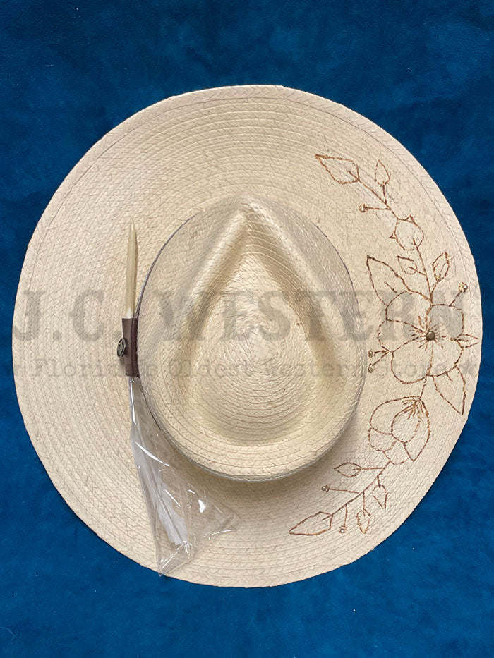 Corral LS01112034 ROSE Straw Hat Natural side / front view. If you need any assistance with this item or the purchase of this item please call us at five six one seven four eight eight eight zero one Monday through Saturday 10:00a.m EST to 8:00 p.m EST