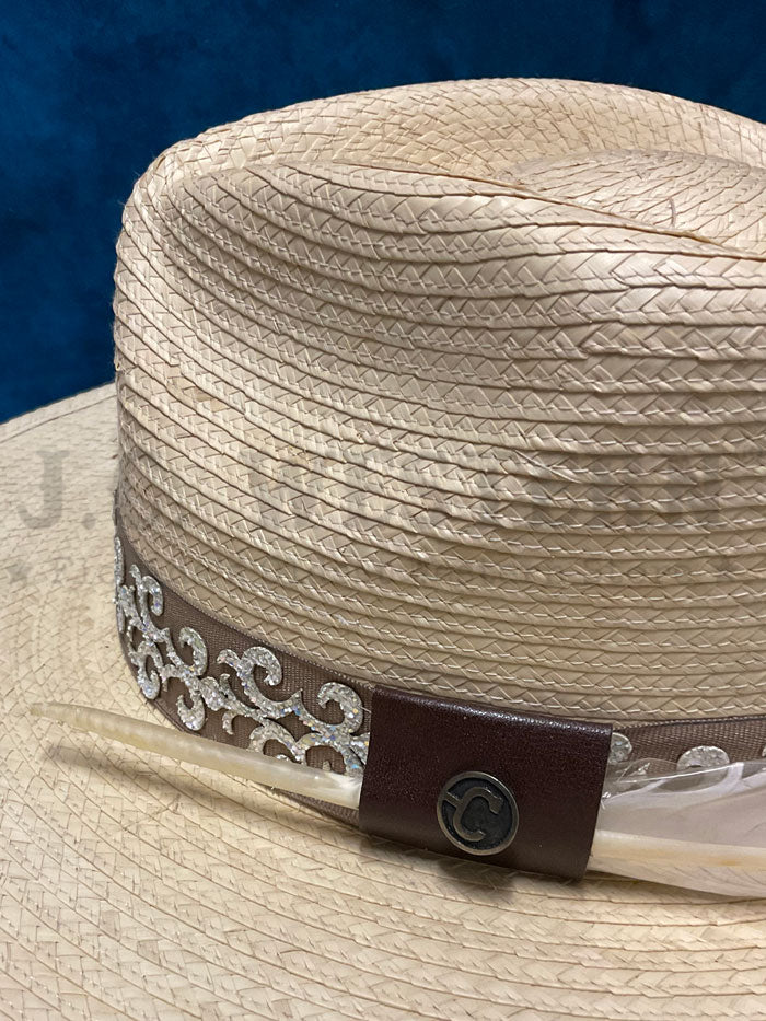 Corral LS01112034 ROSE Straw Hat Natural side / front view. If you need any assistance with this item or the purchase of this item please call us at five six one seven four eight eight eight zero one Monday through Saturday 10:00a.m EST to 8:00 p.m EST