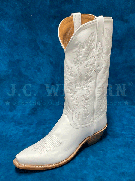 Old West LF1631 Womens All Over Leather Snip Toe Boots White front and side view. If you need any assistance with this item or the purchase of this item please call us at five six one seven four eight eight eight zero one Monday through Saturday 10:00a.m EST to 8:00 p.m EST