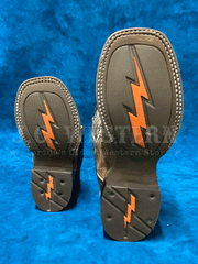Old West 1958 Kids Embroidered Square Toe Western Boot Brown sole view of kids and youth sizes. If you need any assistance with this item or the purchase of this item please call us at five six one seven four eight eight eight zero one Monday through Saturday 10:00a.m EST to 8:00 p.m EST
