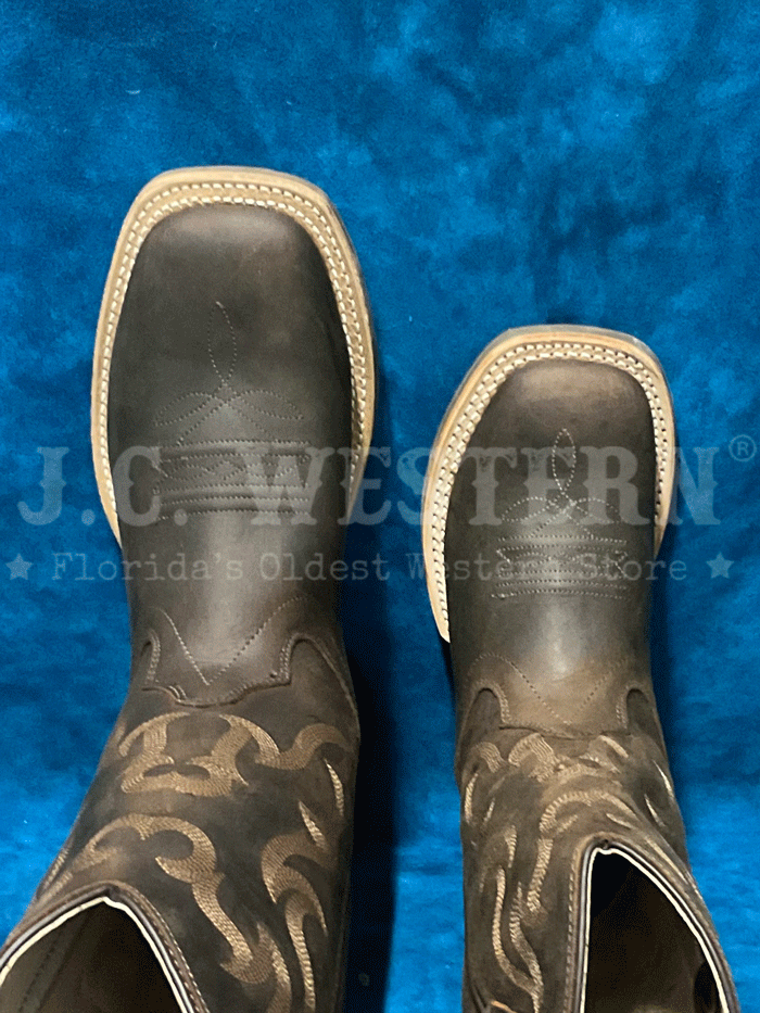 Old West BSC1904 BSY1904 Kids Square Toe Western Boot Dark Brown front and side view. If you need any assistance with this item or the purchase of this item please call us at five six one seven four eight eight eight zero one Monday through Saturday 10:00a.m EST to 8:00 p.m EST