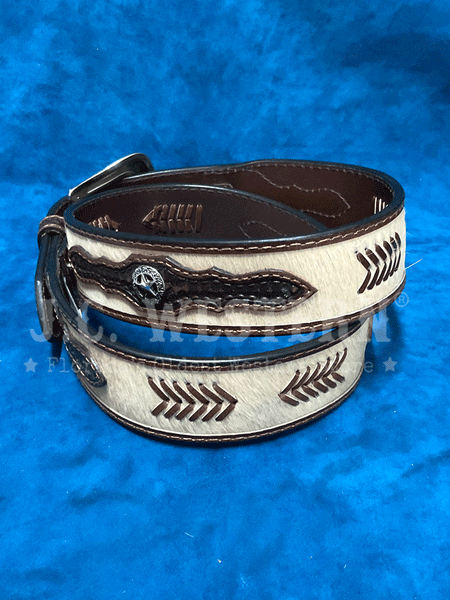 Nocona N210006808 Mens Calf Hair Basket Star Belt Tan side view. If you need any assistance with this item or the purchase of this item please call us at five six one seven four eight eight eight zero one Monday through Saturday 10:00a.m EST to 8:00 p.m EST