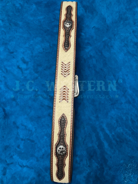 Nocona N210006808 Mens Calf Hair Basket Star Belt Tan back view. If you need any assistance with this item or the purchase of this item please call us at five six one seven four eight eight eight zero one Monday through Saturday 10:00a.m EST to 8:00 p.m EST