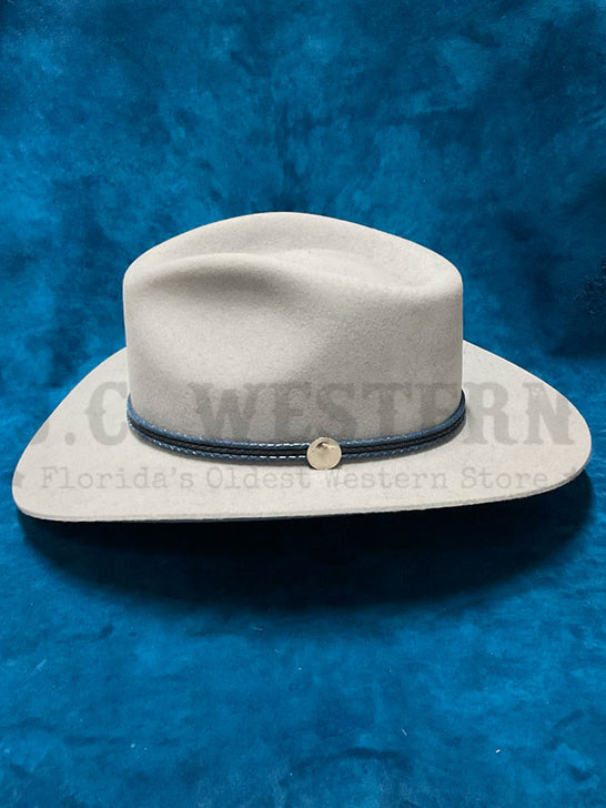 Stetson TWWDRW-4232LB WOODROW Felt Hat Light Blue Silver side view. If you need any assistance with this item or the purchase of this item please call us at five six one seven four eight eight eight zero one Monday through Saturday 10:00a.m EST to 8:00 p.m EST