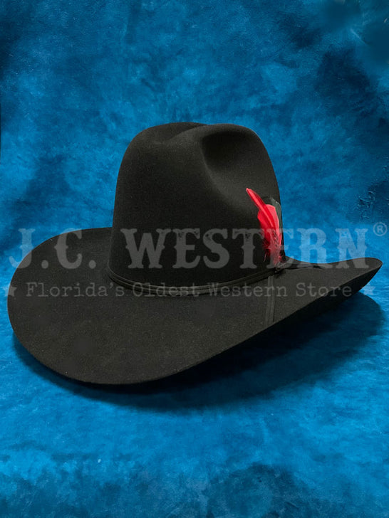 Resistol RFQH60-254007 QH60 6X Felt Hat Black side / front view. If you need any assistance with this item or the purchase of this item please call us at five six one seven four eight eight eight zero one Monday through Saturday 10:00a.m EST to 8:00 p.m EST