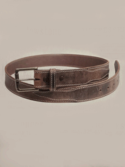 Gingerich 1022-45 Mens Yellowstone Leather Belt With Scallops Distressed Brown front view. If you need any assistance with this item or the purchase of this item please call us at five six one seven four eight eight eight zero one Monday through Saturday 10:00a.m EST to 8:00 p.m EST