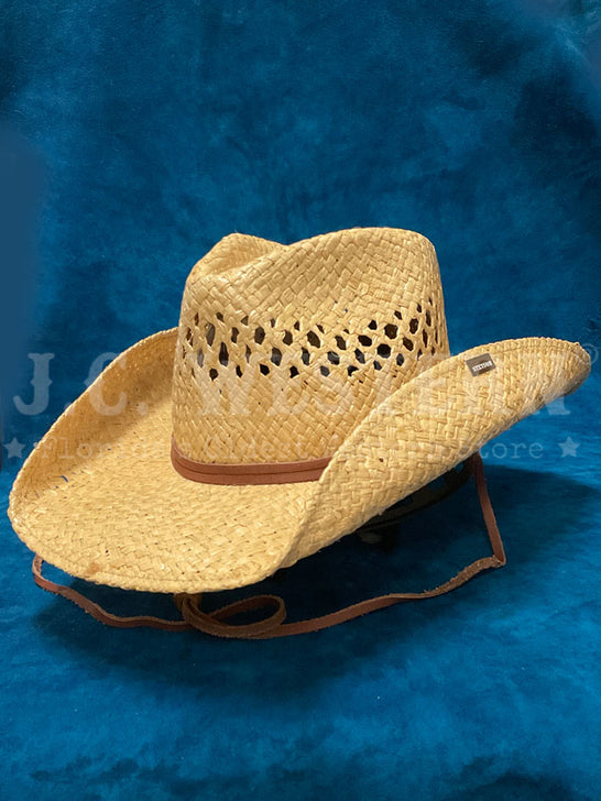 Stetson TSBRGR-933481 BRIDGER Straw Cowboy Hat Natural side / front view. If you need any assistance with this item or the purchase of this item please call us at five six one seven four eight eight eight zero one Monday through Saturday 10:00a.m EST to 8:00 p.m EST