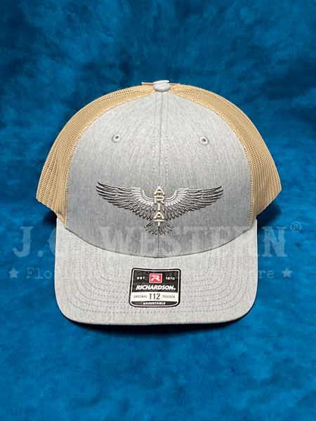 Ariat A3000825145 Embroidered Eagle Wings Cap Denim and Tan front view. If you need any assistance with this item or the purchase of this item please call us at five six one seven four eight eight eight zero one Monday through Saturday 10:00a.m EST to 8:00 p.m EST