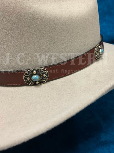 Fashionwest LC-89-BR Turquoise Conchos Leather Hatband Brown conchos view. If you need any assistance with this item or the purchase of this item please call us at five six one seven four eight eight eight zero one Monday through Saturday 10:00a.m EST to 8:00 p.m EST