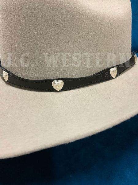 Fashionwest HB62B-BLK Heart Conchos Leather Hatband Black heart conchos view. If you need any assistance with this item or the purchase of this item please call us at five six one seven four eight eight eight zero one Monday through Saturday 10:00a.m EST to 8:00 p.m EST