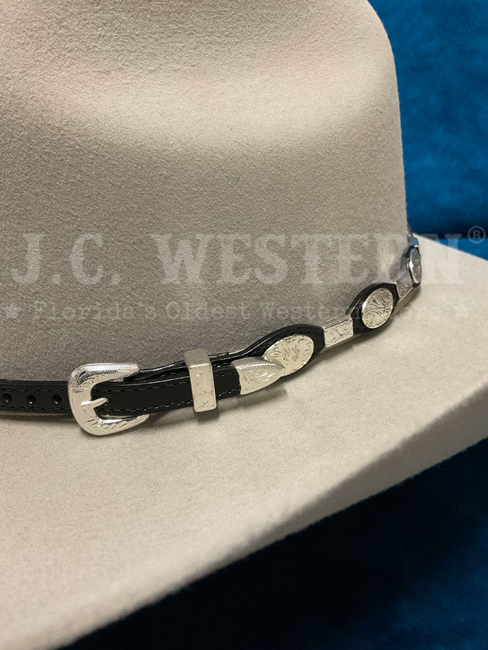 Fashionwest LC-14-BLK Conchos And Ferrules Leather Hatband Black conchos and ferrules view. If you need any assistance with this item or the purchase of this item please call us at five six one seven four eight eight eight zero one Monday through Saturday 10:00a.m EST to 8:00 p.m EST