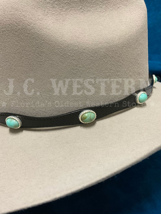 Fashionwest LC-30-BLK Turquoise Conchos Leather Hatband Black conchos view. If you need any assistance with this item or the purchase of this item please call us at five six one seven four eight eight eight zero one Monday through Saturday 10:00a.m EST to 8:00 p.m EST
