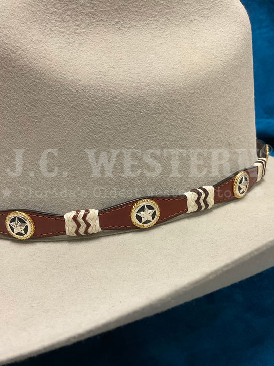 Fashionwest LC-26-2-BR Stars Leather Hatband Brown conchos view. If you need any assistance with this item or the purchase of this item please call us at five six one seven four eight eight eight zero one Monday through Saturday 10:00a.m EST to 8:00 p.m EST