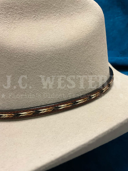 Fashionwest LC-58-BR Horse Hair Inlay Leather Hatband Brown horse hair inlay view. If you need any assistance with this item or the purchase of this item please call us at five six one seven four eight eight eight zero one Monday through Saturday 10:00a.m EST to 8:00 p.m EST