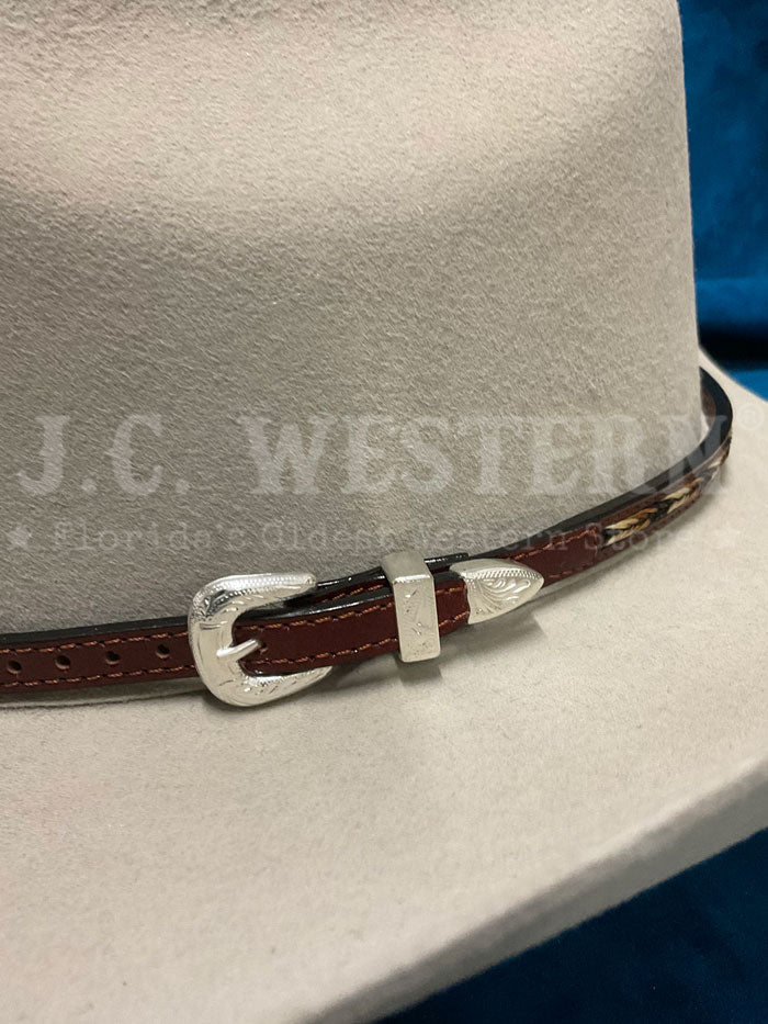 Fashionwest LC-58-BR Horse Hair Inlay Leather Hatband Brown horse hair inlay view. If you need any assistance with this item or the purchase of this item please call us at five six one seven four eight eight eight zero one Monday through Saturday 10:00a.m EST to 8:00 p.m EST