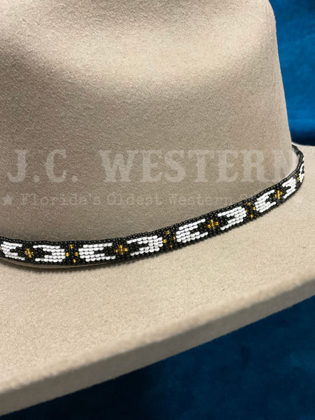 Fashionwest BS12-BK Bead Strip Hatband Black front view. If you need any assistance with this item or the purchase of this item please call us at five six one seven four eight eight eight zero one Monday through Saturday 10:00a.m EST to 8:00 p.m EST