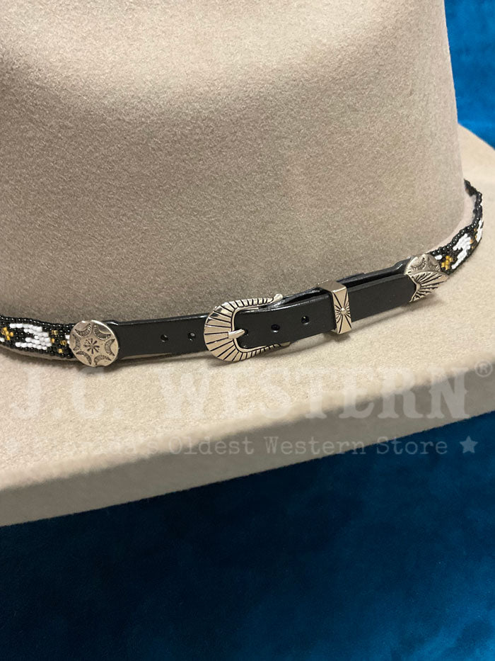 Fashionwest BS12-BK Bead Strip Hatband Black front view. If you need any assistance with this item or the purchase of this item please call us at five six one seven four eight eight eight zero one Monday through Saturday 10:00a.m EST to 8:00 p.m EST