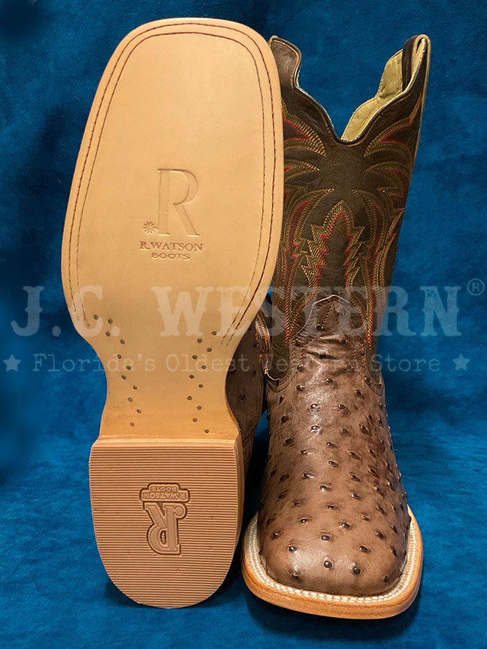 R.Watson RW4508-2 Mens Full Quill Ostrich Tobac Bark side / front view. If you need any assistance with this item or the purchase of this item please call us at five six one seven four eight eight eight zero one Monday through Saturday 10:00a.m EST to 8:00 p.m EST