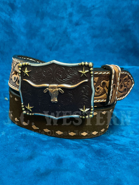 3D D120003702 Kids Rough Out Body Diamond Lace Belt Bark front view. If you need any assistance with this item or the purchase of this item please call us at five six one seven four eight eight eight zero one Monday through Saturday 10:00a.m EST to 8:00 p.m EST