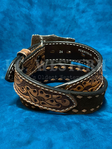 3D D120003702 Kids Rough Out Body Diamond Lace Belt Bark back view. If you need any assistance with this item or the purchase of this item please call us at five six one seven four eight eight eight zero one Monday through Saturday 10:00a.m EST to 8:00 p.m EST