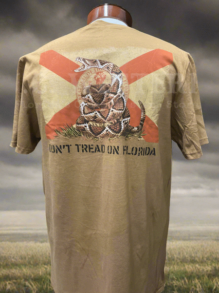 FloGrown FGM-1804 Mens Don't Tread On Florida Tee Copper back view. If you need any assistance with this item or the purchase of this item please call us at five six one seven four eight eight eight zero one Monday through Saturday 10:00a.m EST to 8:00 p.m EST