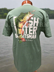 FloGrown FGM-1732 Mens Freshwater Sports Man Tee Green back view. If you need any assistance with this item or the purchase of this item please call us at five six one seven four eight eight eight zero one Monday through Saturday 10:00a.m EST to 8:00 p.m EST