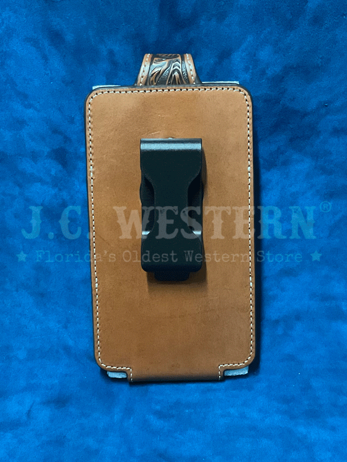 Ariat A0601902 Floral Embossed Pattern Leather Cell Phone Case Brown front view. If you need any assistance with this item or the purchase of this item please call us at five six one seven four eight eight eight zero one Monday through Saturday 10:00a.m EST to 8:00 p.m EST