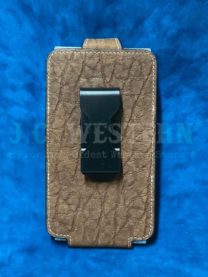 3D D350000804 Embroidered Inlay Buck Lace Leather Cell Phone Case Brown front view. If you need any assistance with this item or the purchase of this item please call us at five six one seven four eight eight eight zero one Monday through Saturday 10:00a.m EST to 8:00 p.m EST