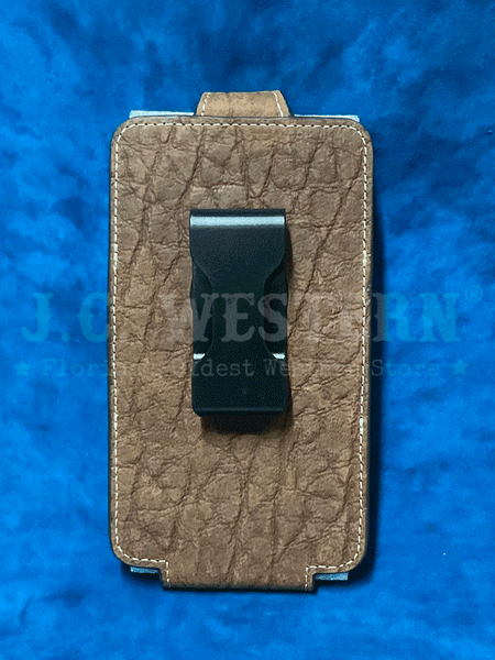 3D D350000804 Embroidered Inlay Buck Lace Leather Cell Phone Case Brown back view. If you need any assistance with this item or the purchase of this item please call us at five six one seven four eight eight eight zero one Monday through Saturday 10:00a.m EST to 8:00 p.m EST