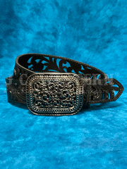 Ariat A1566701 Ladies Floral Filigree Belt Black front view. If you need any assistance with this item or the purchase of this item please call us at five six one seven four eight eight eight zero one Monday through Saturday 10:00a.m EST to 8:00 p.m EST