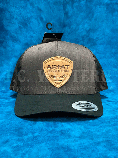 Ariat A300065402 Faux Leather Patch Cap Brown front view. If you need any assistance with this item or the purchase of this item please call us at five six one seven four eight eight eight zero one Monday through Saturday 10:00a.m EST to 8:00 p.m EST