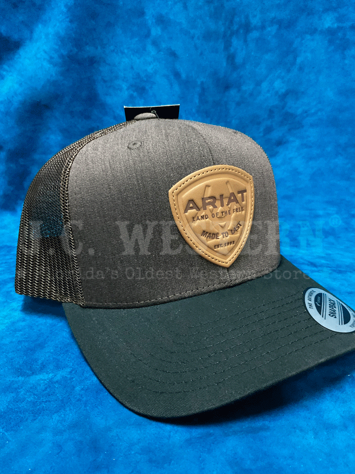 Ariat A300065402 Faux Leather Patch Cap Brown front view. If you need any assistance with this item or the purchase of this item please call us at five six one seven four eight eight eight zero one Monday through Saturday 10:00a.m EST to 8:00 p.m EST