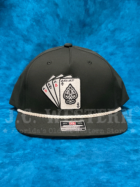 Ariat A300086901 Aces 3D Embroidered Cap Black front view. If you need any assistance with this item or the purchase of this item please call us at five six one seven four eight eight eight zero one Monday through Saturday 10:00a.m EST to 8:00 p.m EST