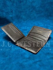 Ariat A3560102 Mens Bifold Flip Style Southwestern Wallet Brown And Turquoise inside view open. 