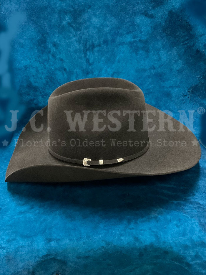 Serratelli VEGAS414E5CH 8X Felt Western Hat Charcoal side / front view. If you need any assistance with this item or the purchase of this item please call us at five six one seven four eight eight eight zero one Monday through Saturday 10:00a.m EST to 8:00 p.m EST