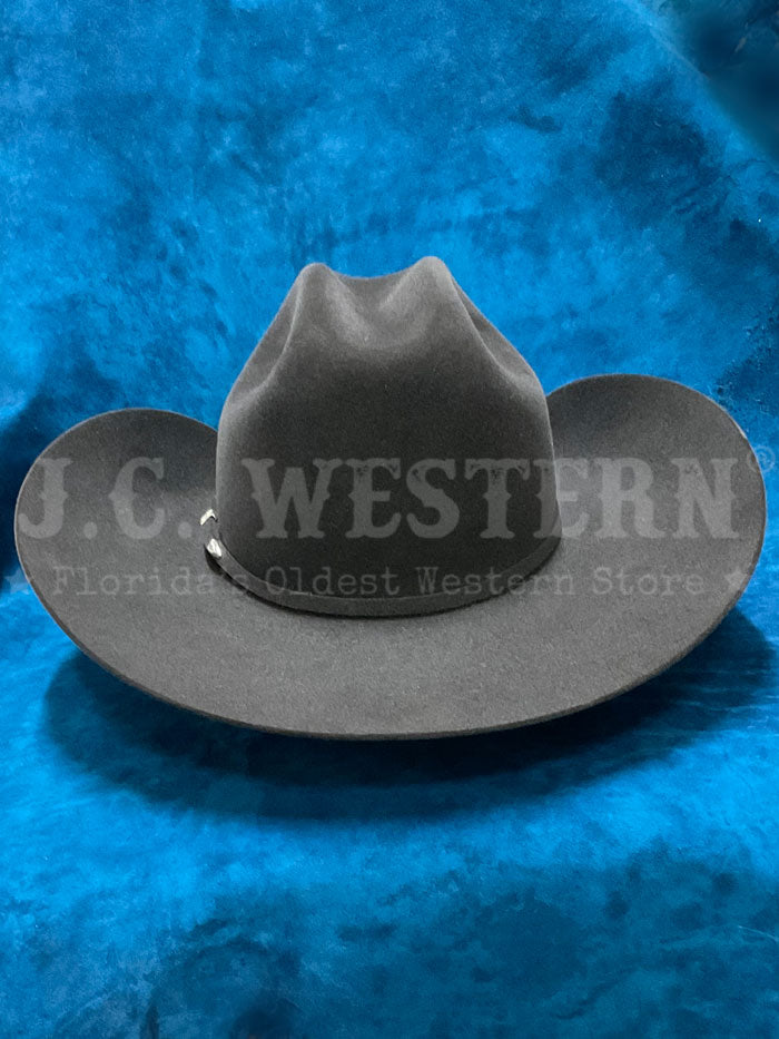 Serratelli VEGAS414E5CH 8X Felt Western Hat Charcoal side / front view. If you need any assistance with this item or the purchase of this item please call us at five six one seven four eight eight eight zero one Monday through Saturday 10:00a.m EST to 8:00 p.m EST