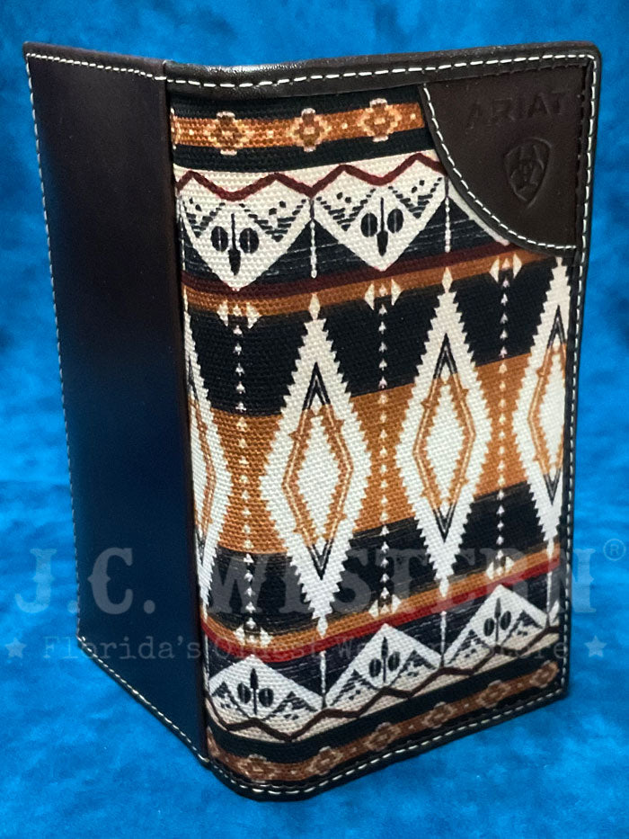 Ariat A3559402 Mens Rodeo Southwestern Fabric Wallet Brown front view. If you need any assistance with this item or the purchase of this item please call us at five six one seven four eight eight eight zero one Monday through Saturday 10:00a.m EST to 8:00 p.m EST