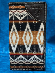 Ariat A3559402 Mens Rodeo Southwestern Fabric Wallet Brown front view. If you need any assistance with this item or the purchase of this item please call us at five six one seven four eight eight eight zero one Monday through Saturday 10:00a.m EST to 8:00 p.m EST